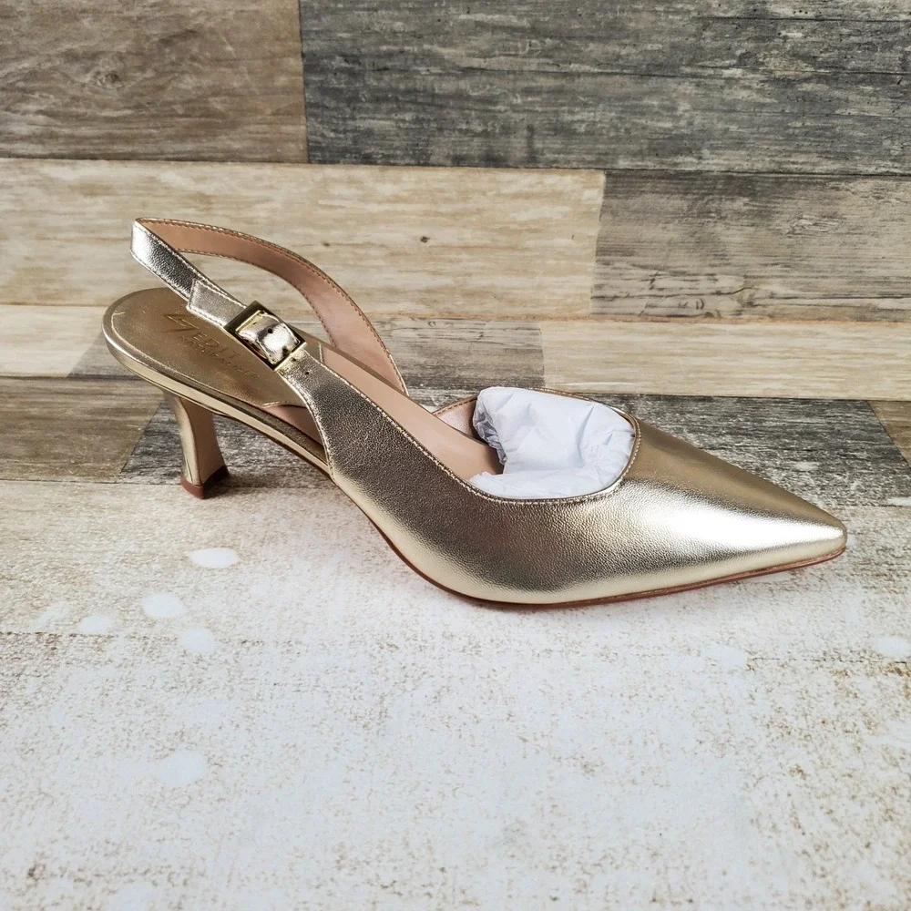 Naturalizer 27 Edit Felicia 4 Women Pump Sz 9 Gold Leather Slingback Pointed Toe